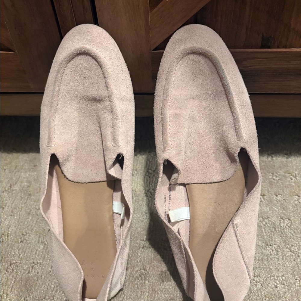 Pink Suede Loafers